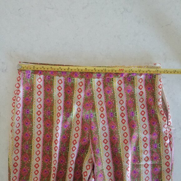 Sandro silky lightweight floral striped wide leg pants pink green 42 converts 10 - Picture 16 of 16